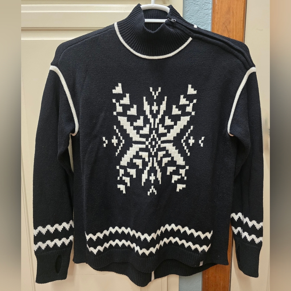Talbots Black and White Turtleneck Sweater